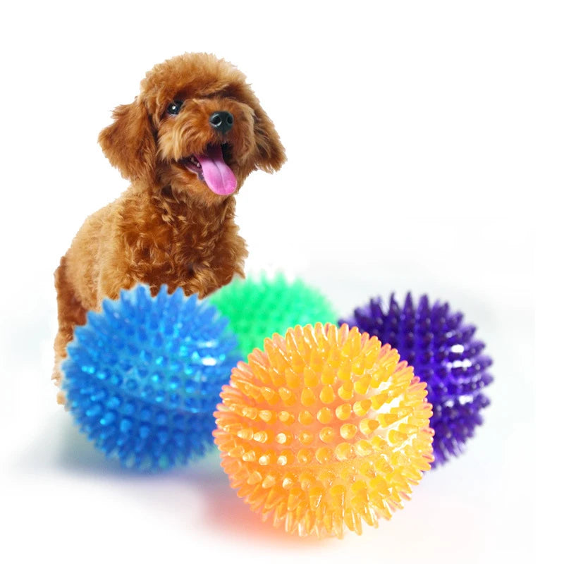 Juguete para perros con pelota chirriante de TPR, mordedor para limpiar los dientes para perros, gatos y cachorros, juguete interactivo de entrenamiento