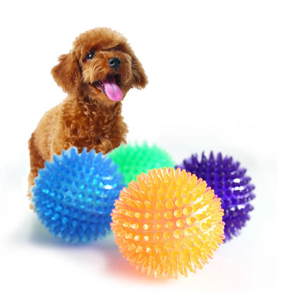 Juguete para perros con pelota chirriante de TPR, mordedor para limpiar los dientes para perros, gatos y cachorros, juguete interactivo de entrenamiento