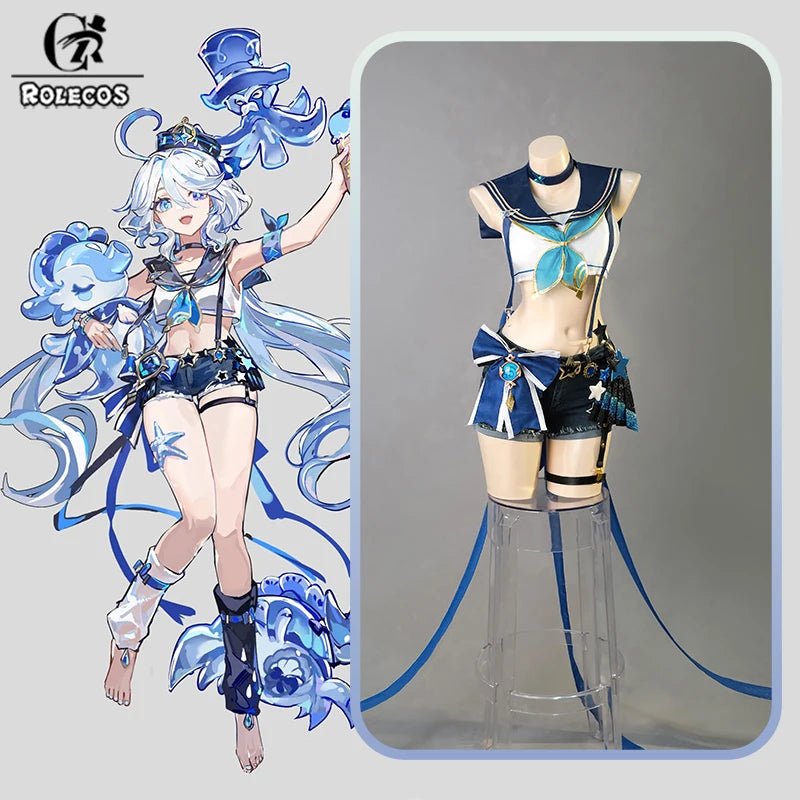 Genshin Impact Furina Cosplay Costume – Fanart Swimwear Swimsuit Outfit for Women, Halloween & Roleplay Costume Set