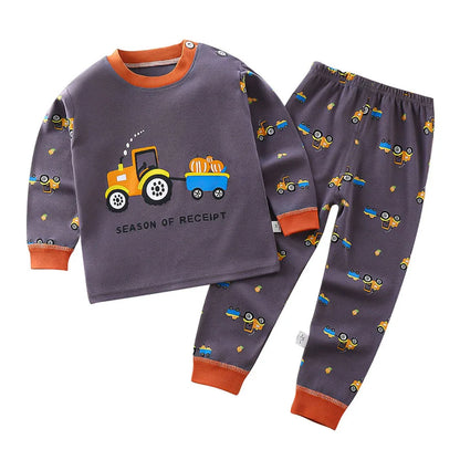 Conjunto de pijama de algodón para niños – Ropa de dormir de dibujos animados de otoño invierno para niños y niñas, conjunto de ropa de descanso suave para niños, ropa de noche acogedora y conjunto para el hogar para un sueño cómodo
