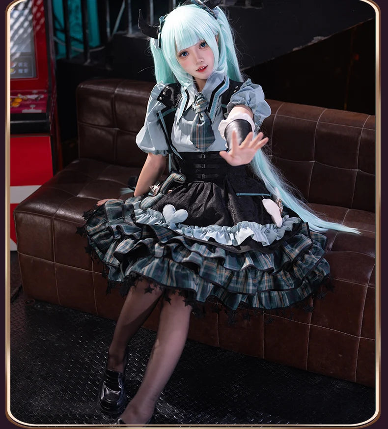 Virtual Singer Miku Cosplay Dress – Kawaii Lolita Performance Outfit (Female Halloween Complete Costume Set)