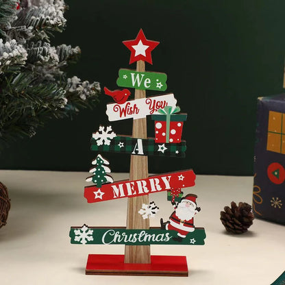 Runto Wooden Christmas Tree Ornament – Santa Claus & Snowman Merry Christmas Decoration for Home, New Year & Desktop Decor