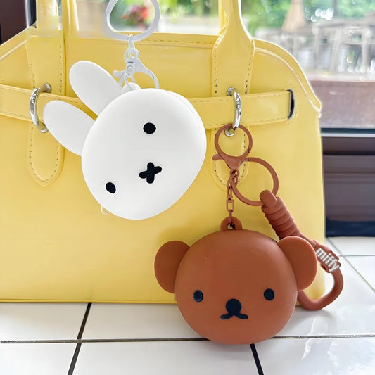 Monedero de silicona Kawaii con diseño de conejo y oso – Bonita minicartera de dibujos animados para monedas, auriculares y pequeños accesorios | Regalo para niña
