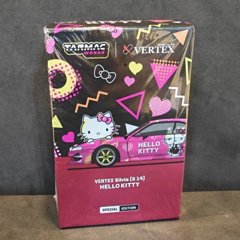 Tarmac Works Vertex Silvia S14 Hello Kitty Pink Chrome – 1:64 Scale Limited Edition Diecast Model Car & Collectible Toy