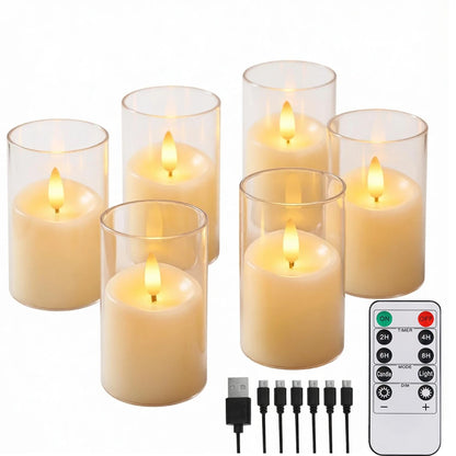 Flickering Flameless LED Pillar Candles – Remote-Controlled Candle Lights with Embedded Star String for Weddings, Christmas & Party Home Decor