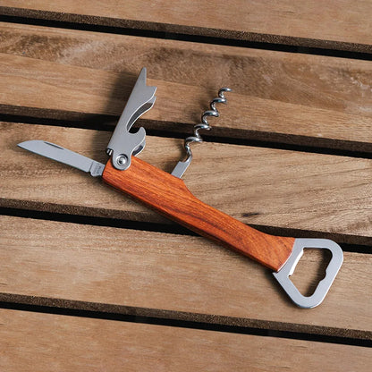 Personalized Wood Handle Corkscrew Wine Opener – Custom Logo Bottle Opener for Weddings, Gifts, Beer Bottles & Brand Promotions