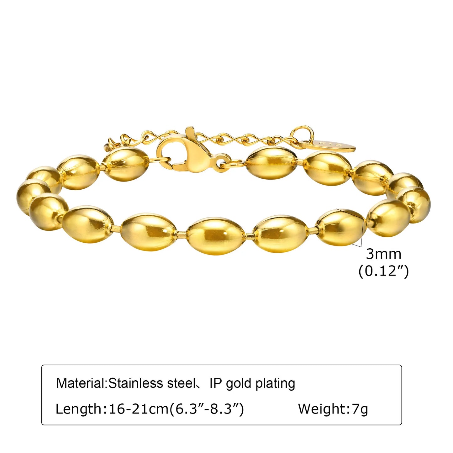 Pulsera de cadena de eslabones gruesos de acero inoxidable – Bañado en oro, pulsera de capas para mujer | Joyería de moda impermeable y de tendencia