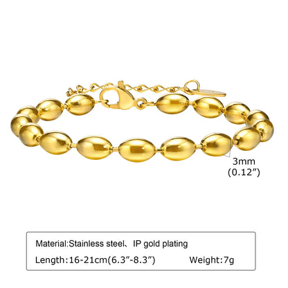 Pulsera de cadena de eslabones gruesos de acero inoxidable – Bañado en oro, pulsera de capas para mujer | Joyería de moda impermeable y de tendencia