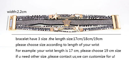 Pulsera de cuero WELLMORE con dije de estrella – Pulsera bohemia de aleación de zinc para mujer | Regalo de joyería de moda en capas