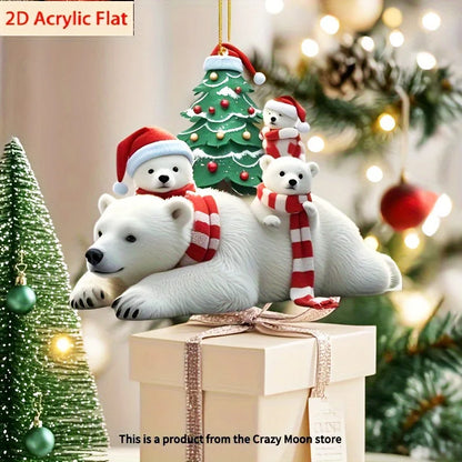 Christmas Animal Series 2D Acrylic Hanging Ornaments – Flat Xmas Tree Decorations for Party, Home, Backpack & Keychain Accessories