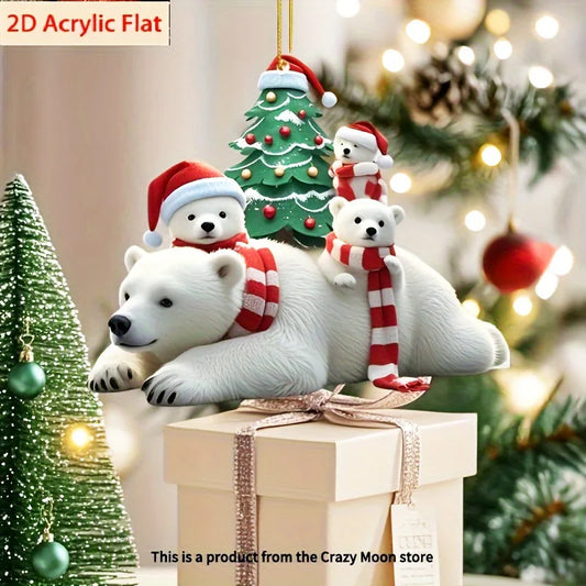 Christmas Animal Series 2D Acrylic Hanging Ornaments – Flat Xmas Tree Decorations for Party, Home, Backpack & Keychain Accessories