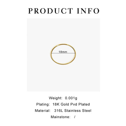 Anillo de Acero Inoxidable 316L Chapado en Oro PVD de 18K Ultrafino – Banda Apilable Minimalista de 0.5mm Resistente al Deslustre para Mujer