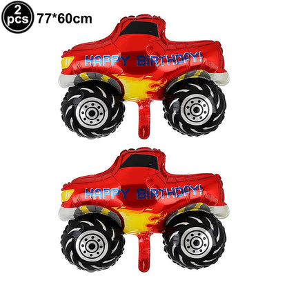 Monster Truck Birthday Party Supplies – Disposable Plates, Napkins, Banner & Tablecloth for Kids' Boys' 2nd Birthday Decorations