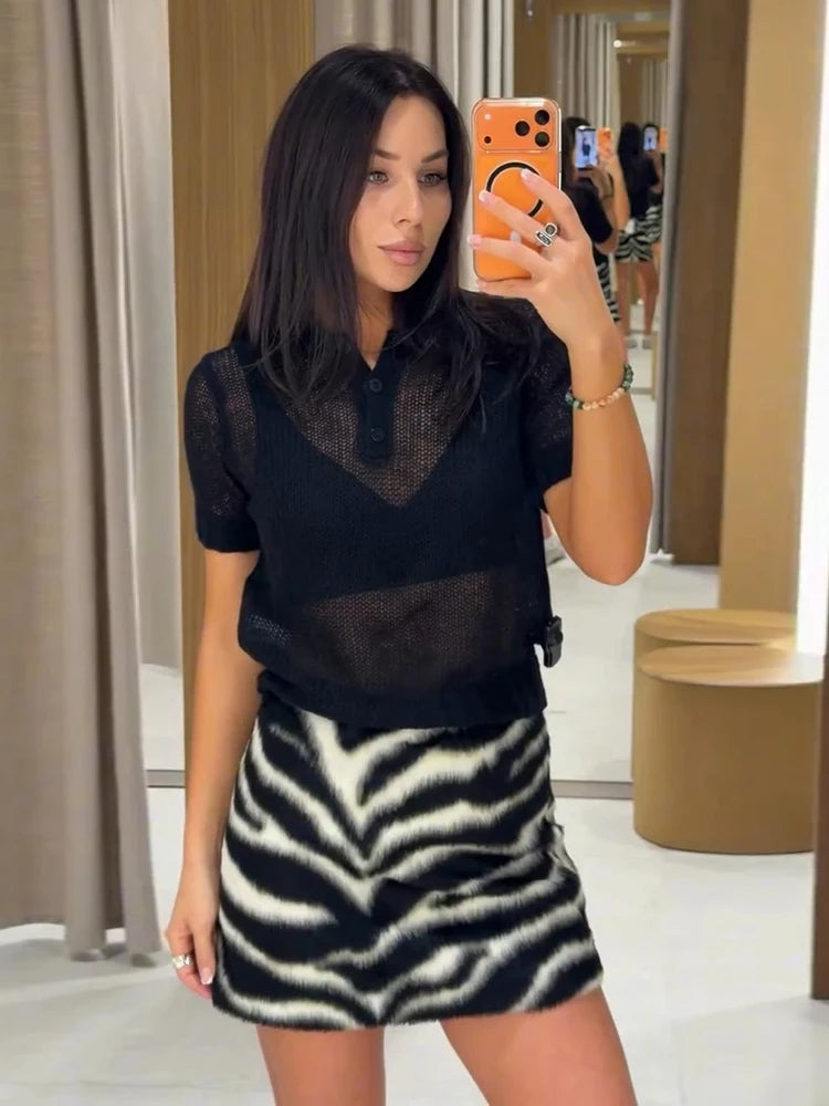 Women’s Zebra Print Midi Skirt – High-Waist Straight Pencil Skirt, Vintage Animal Pattern Bottom for Elegant Casual Autumn Streetwear