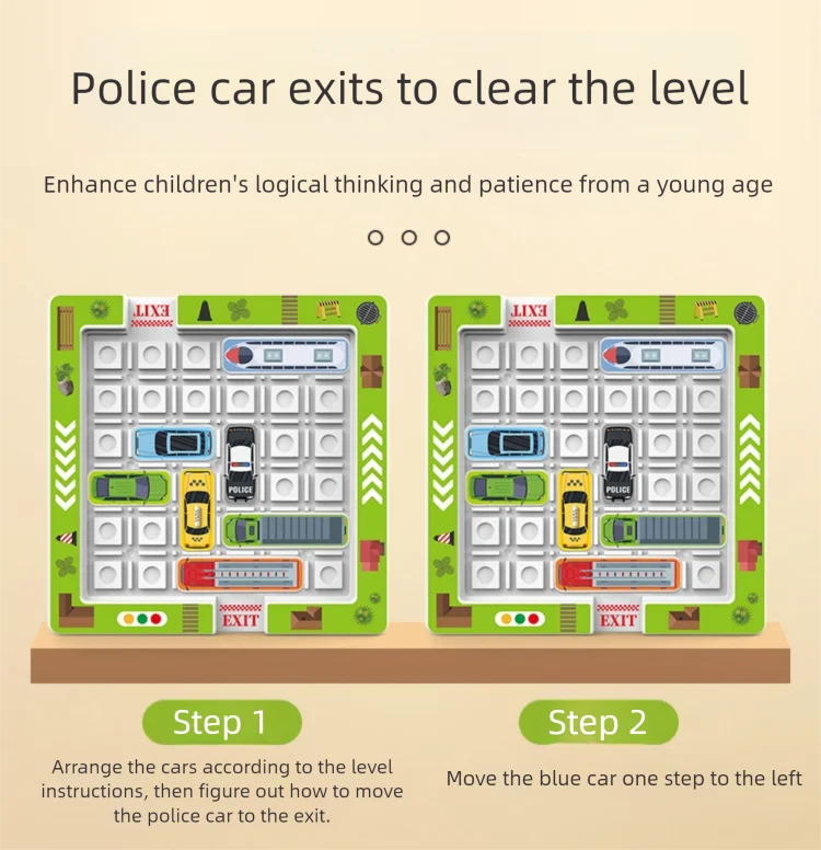 Juego de Laberinto de Estacionamiento para Niños – Juguete Educativo de Lógica con Vehículos Móviles, Tablero de Laberinto de Tráfico, Actividad de Entrenamiento de Concentración, Regalo de Aprendizaje Montessori para Niños