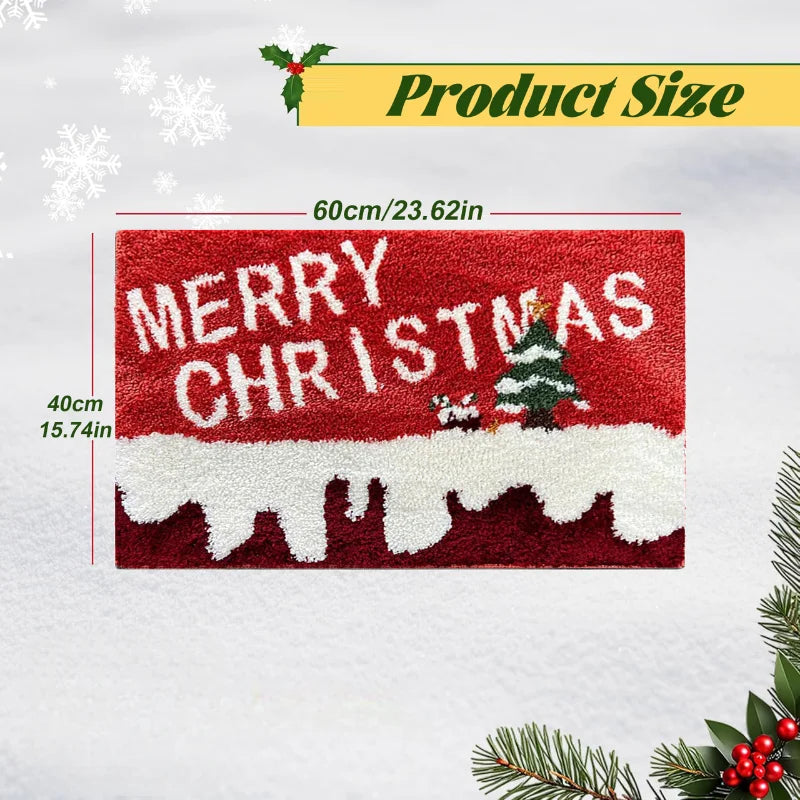 Christmas Door Mat – Santa Claus & Gingerbread Holiday Welcome Rug for Indoor & Outdoor Home Décor