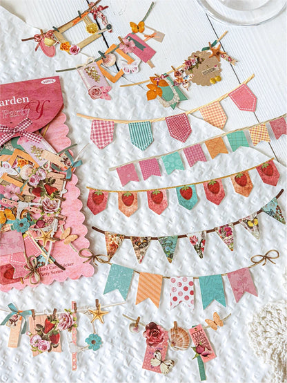 10PCS Creative Party Flag Stickers – DIY Pulling Stick Labels for Scrapbooking, Junk Journaling & Craft Decoration Supplies