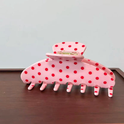 Pinzas grandes para el pelo – Pinzas antideslizantes de sujeción fuerte con estampado de cuadros y lunares retro para mujeres y niñas | Accesorios de moda para el día a día