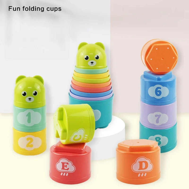 Gobelets empilables chiffres et lettres pour enfants – Jouet sensoriel Montessori éducatif pour tout-petits, jeu de puzzle d'apprentissage précoce, cadeau d'activité d'empilement rapide