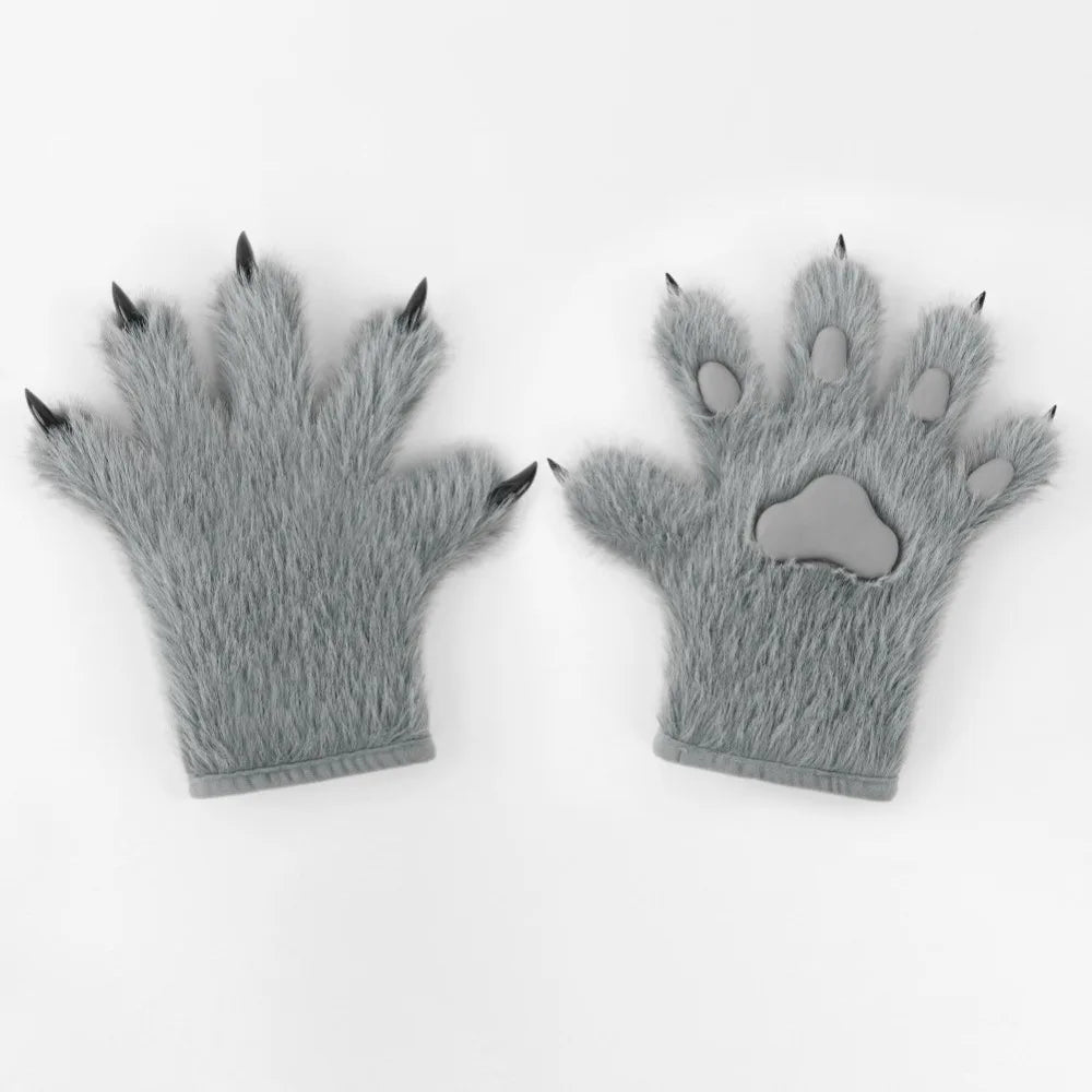 Cute Cartoon Cat Paw Gloves – Thick Furry Warm Mittens, Puppy Claw Cosplay Props for Parties, Costumes & Anime Events