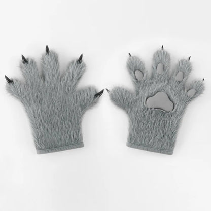 Cute Cartoon Cat Paw Gloves – Thick Furry Warm Mittens, Puppy Claw Cosplay Props for Parties, Costumes & Anime Events