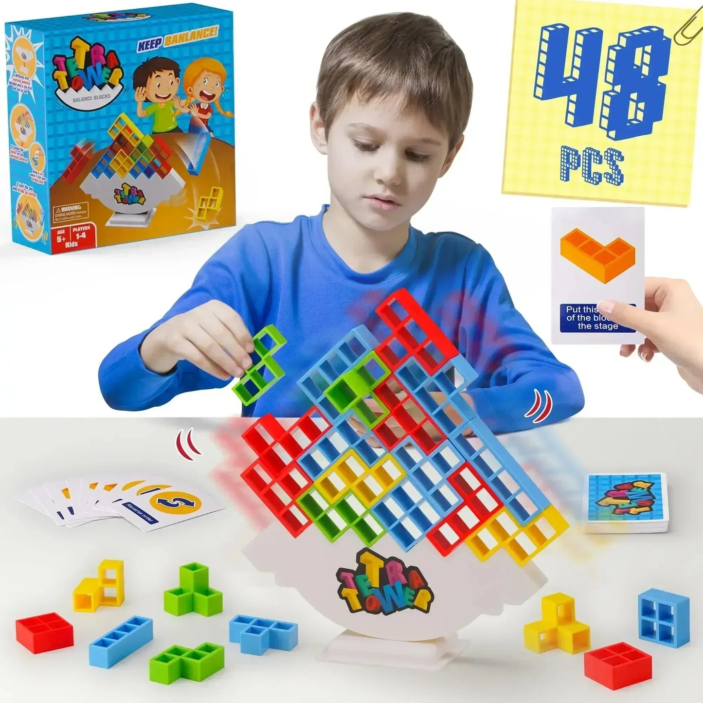 Juego de equilibrio y apilamiento Tetra Tower – Divertido juego de mesa de construcción de puzles para niños y adultos, desafío de apilamiento estratégico, actividad para noche de juegos en familia y regalo interactivo en equipo