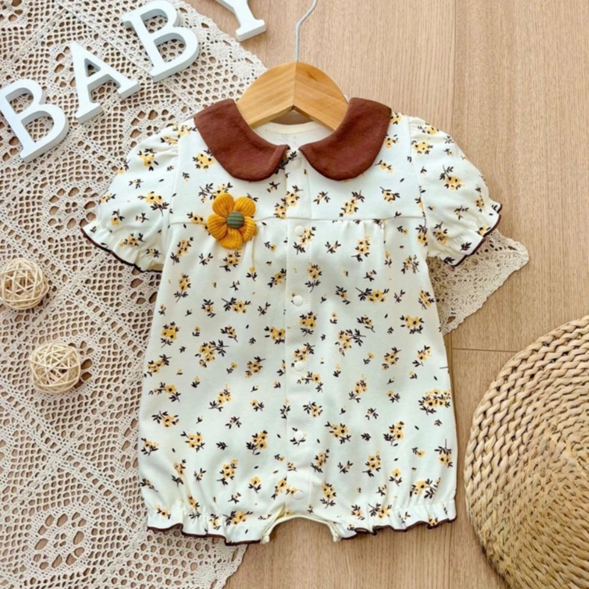 Pelele de verano para bebé recién nacido – Body de manga corta de algodón suave con estampado de dibujos animados para bebés y niñas (3-18 meses)