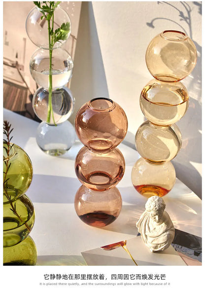 Nordic Glass Flower Vase – Decorative Terrarium Planter for Home, Living Room & Office Décor