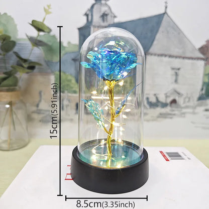 Eternal Rose LED Light in Glass Dome – Romantic Valentine’s Day Gift for Girlfriend | Forever Flower Decoration for Wedding, Mother’s Day & Bridesmaid Gifts