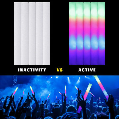 Lot de bâtons lumineux LED – 12/15/30/60 bâtons en mousse lumineux RVB colorés, tubes lumineux pour Noël, anniversaires, mariages, événements et fournitures de célébration nocturne