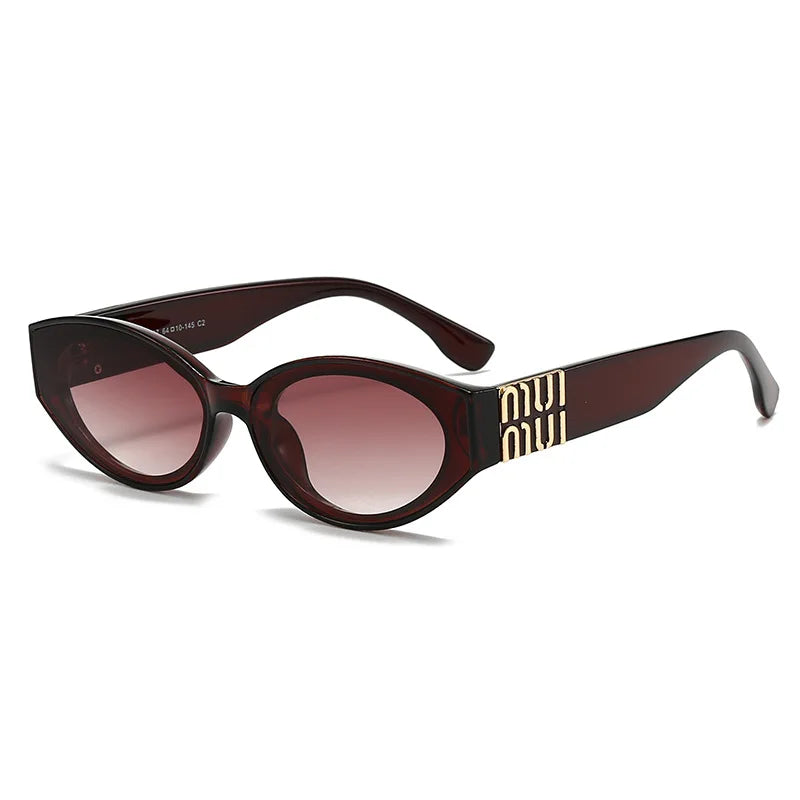 Luxury Glamour Sunglasses Men Women Oval UV400 Minimalist Fashion Brand Unisex Stylish Shades Sun Glasses