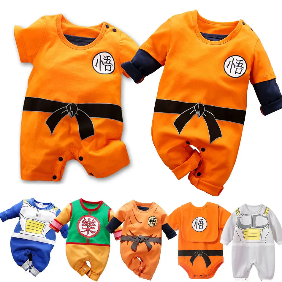 Anime-Inspired Baby Cosplay Romper – Vegeta, Krillin & Roshi Training Outfit for Newborns & Infants, Halloween Cartoon Costume Jumpsuit