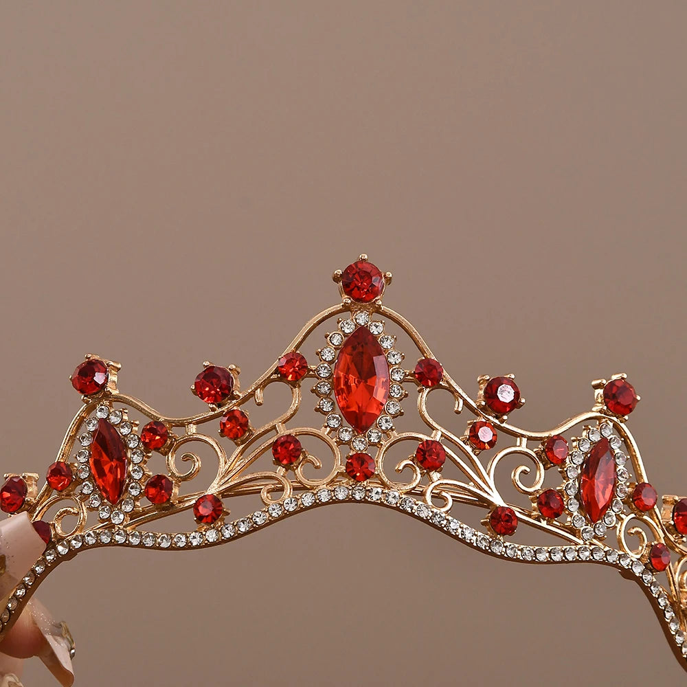 Vintage Baroque Crystal Queen Crown Tiara for Women – Rhinestone Bridal Wedding & Prom Hair Accessory