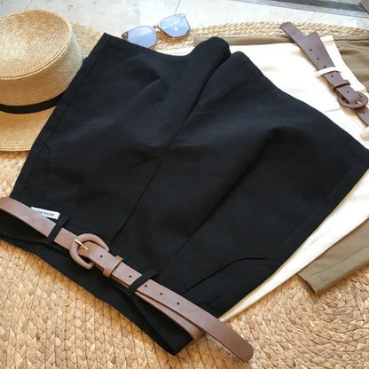 Women’s Wide Leg Shorts Summer Thin Cotton A-Line Zipper Office Lady Casual Loose Shorts