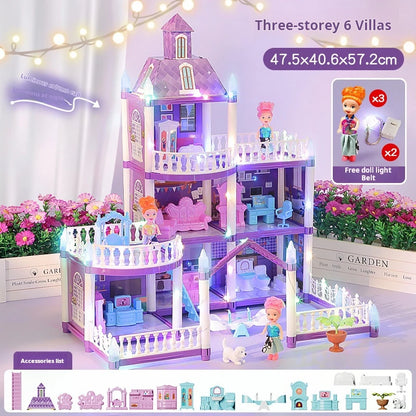 3D DIY Fantasy Princess Castle Villa Assembly Doll House Set – Creative Building Toys for Girls, Home Play & Kids 3D Educational Toy Kit