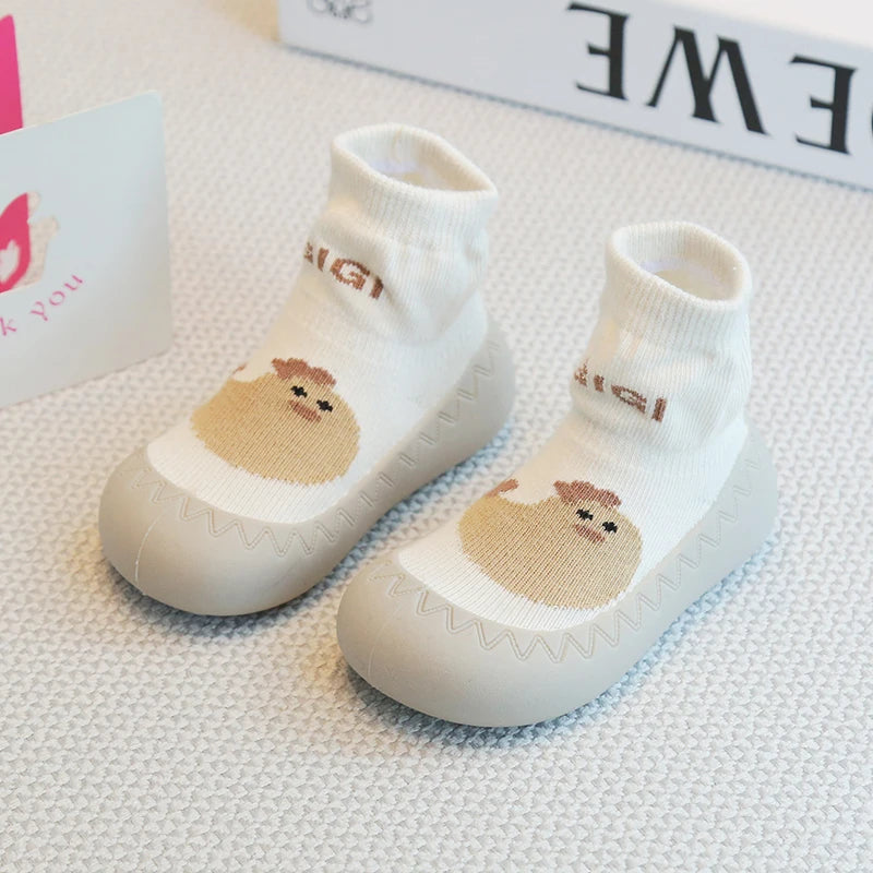 Zapatos y calcetines primeros pasos para bebés – Bonitas zapatillas de dibujos animados para bebés con suela de goma suave para niños y niñas
