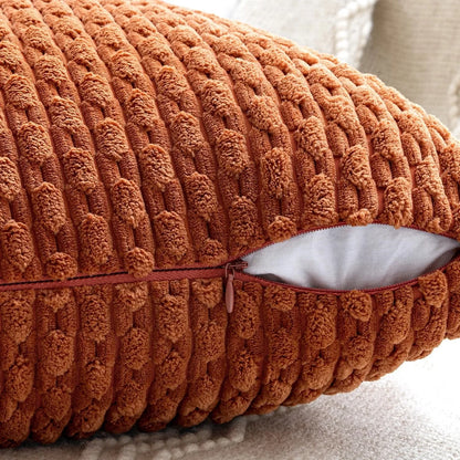 Funda de almohada a rayas verdes de pana - Funda de cojín decorativa rústica bohemia de 20x20 pulgadas para sofá y sala de estar