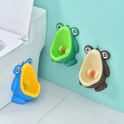 Urinoir d'apprentissage en forme de grenouille pour garçons – Entraîneur de toilettes pour tout-petings avec cible amusante, urinoir mural pour bébés et enfants