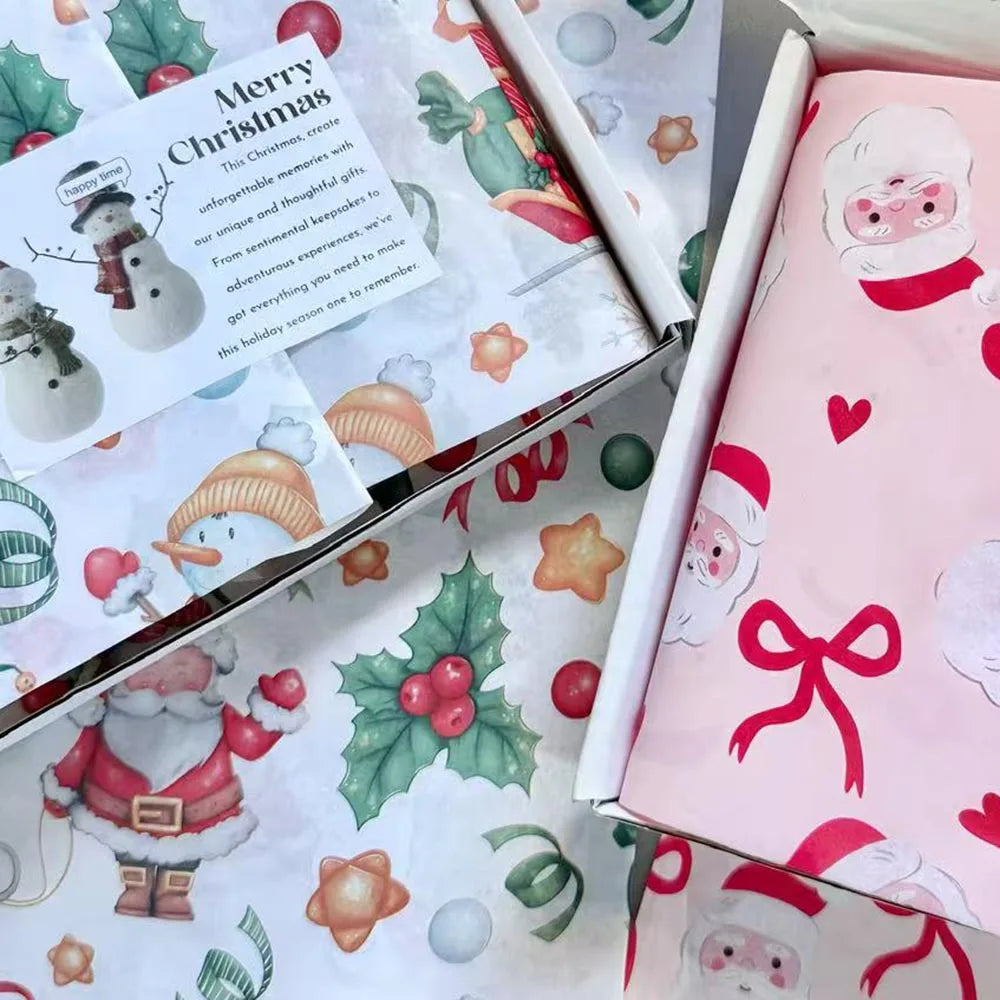 Christmas Santa Claus Bouquet Wrapping Paper – Colorful Festive Tissue Paper for Holiday Gift Wrapping, Flowers, Parties & DIY Crafts