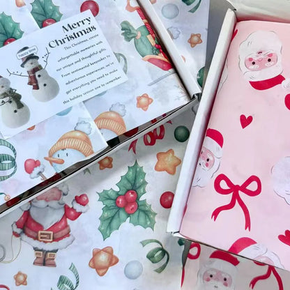 Christmas Santa Claus Bouquet Wrapping Paper – Colorful Festive Tissue Paper for Holiday Gift Wrapping, Flowers, Parties & DIY Crafts