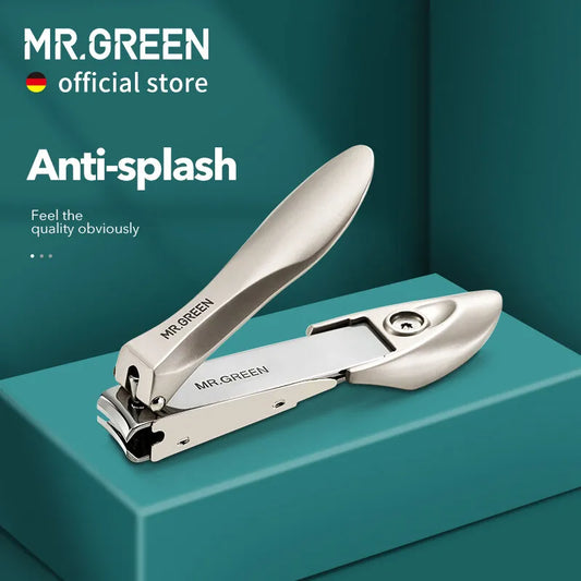 MR.GREEN Cortaúñas de acero inoxidable antisalpicaduras – Cortaúñas de precisión con diseño biónico para arreglo de manicura