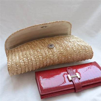 Bolso de mano de paja de trigo hecho a mano para mujer, estilo sobre, para playa de verano, cartera de viaje