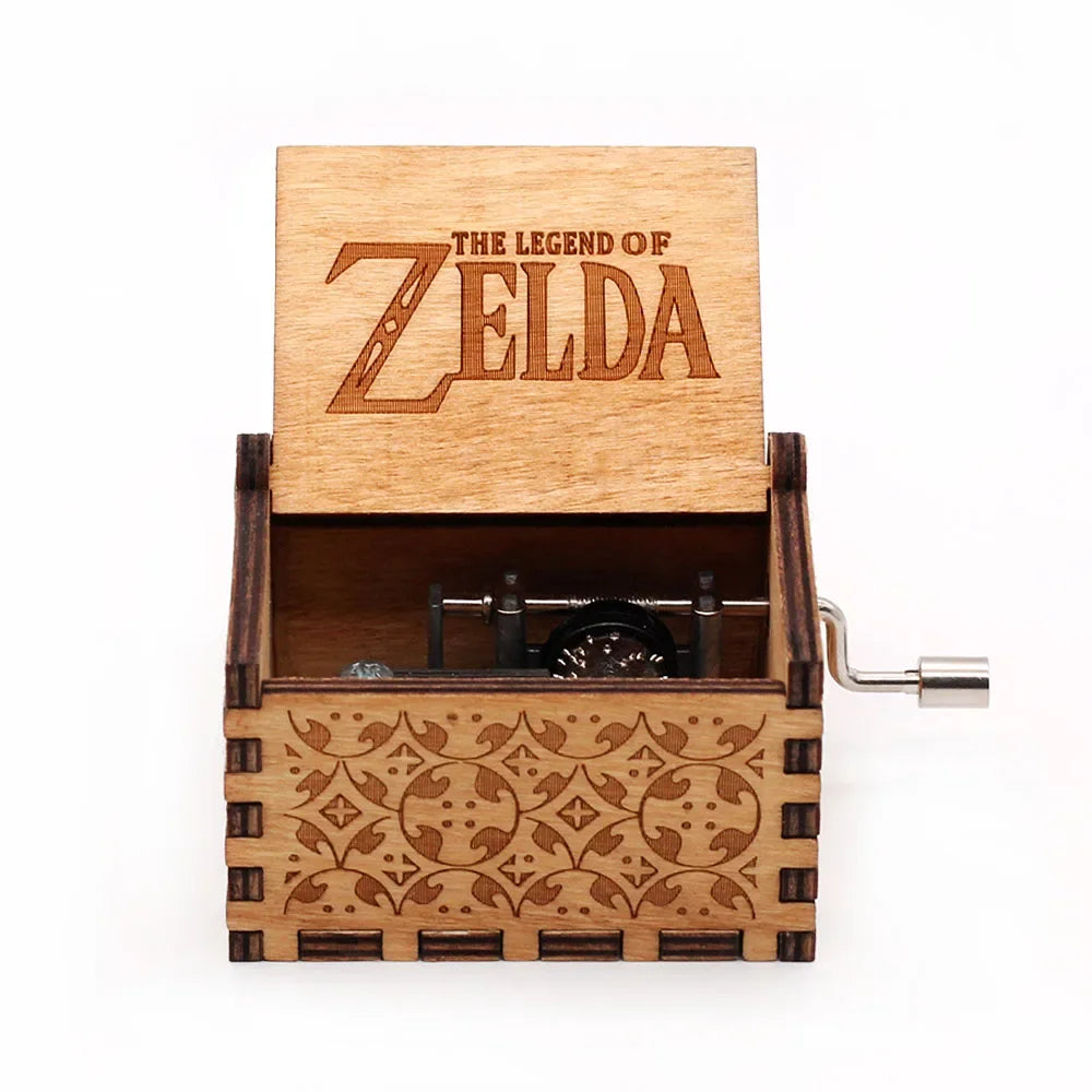 The Legend of Zelda Wooden Music Box – Hand-Crank DIY Anime Collectible Gift (Sky City Theme)