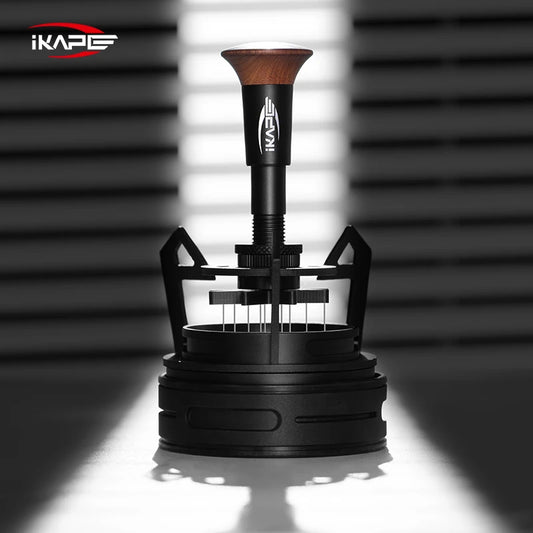 IKAPE V3 Herramienta WDT para Espresso – Agitador de café giratorio con embudo dosificador y soporte, Herramienta de distribución de espresso para baristas, Posos de café y accesorios para cafetería casera