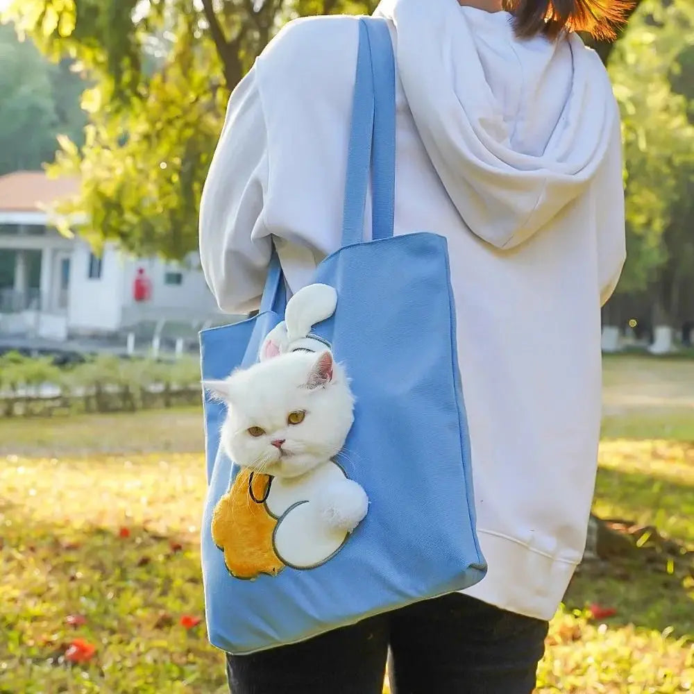 Portable Crossbody Pet Carrier Bag – Single-Shoulder Cat & Small Dog Travel Bag with Exposed Head Design, Lightweight Pet Outing Carrier