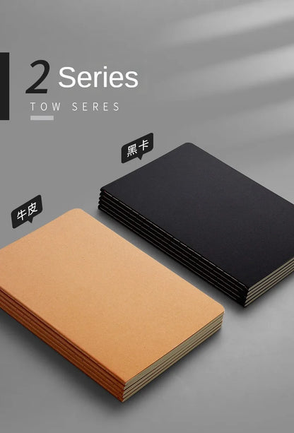 A5 Kraft Cover Notebook – Vintage Blank, Grid & Lined Journal for School & Office