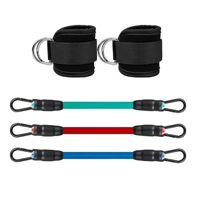 Juego de bandas de resistencia con tobilleras – Bandas elásticas de fitness con accesorios de tobillo para gimnasio, yoga, entrenamiento de fuerza y ejercicio en casa