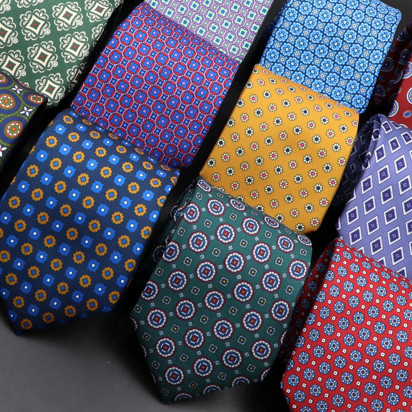 Men's 7.5cm Soft Silk Necktie – Floral & Dot Pattern Tie for Weddings, Business, Parties & Formal Wear