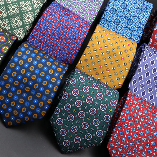 Cravate en soie souple de 7,5 cm pour homme – Cravate à motifs floraux et à pois pour mariages, affaires, fêtes et tenues formelles