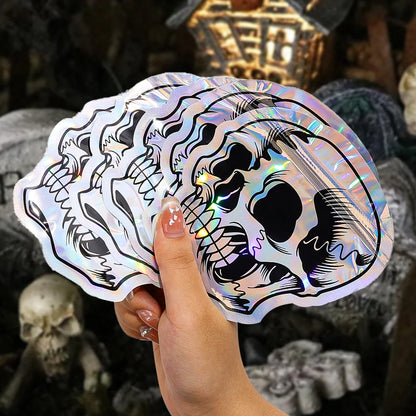 10-100PCS Halloween Skull Treat Bags, Laser Printed Self Sealing Gift Packaging Pouches, Reusable Candy Bags for Cookies, Jewelry, Halloween Party Favors and Trick or Treat Gifts